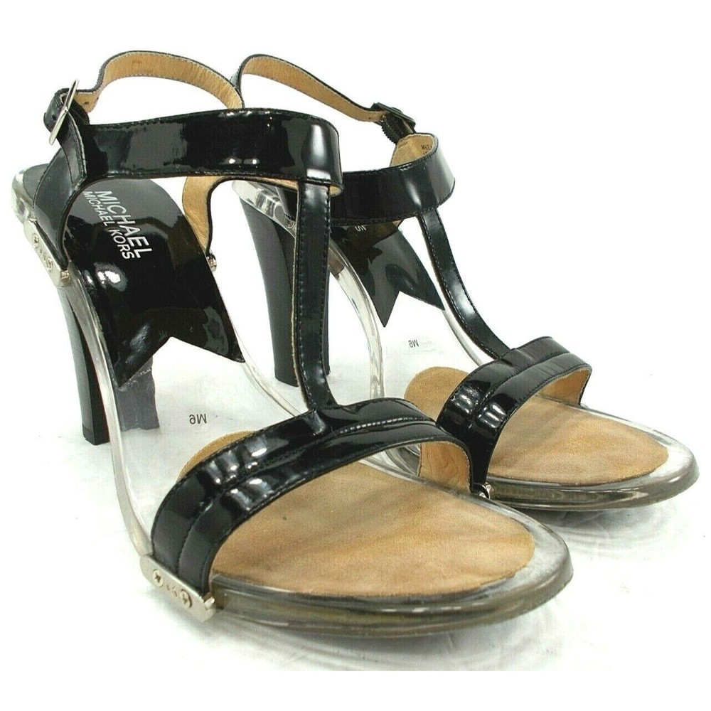 Michael Kors Womens Leather Black/Clear Heels Pumps Size 9M EUC A0113